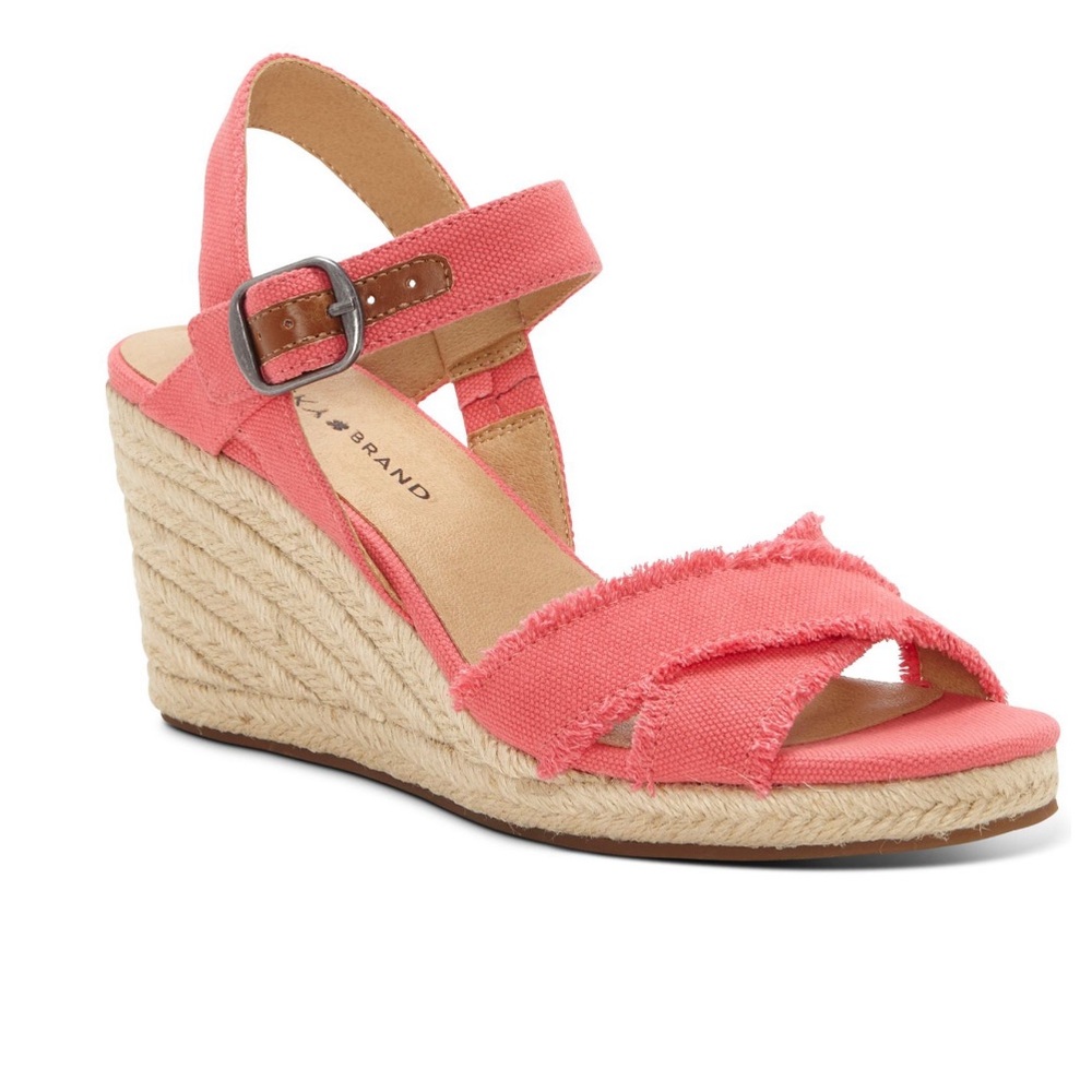 Lucky Brand Womens Margaline Canvas Wedge Espadrilles Size 10.